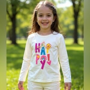 NEW! w/tags 360 kids Girls Happy Shirt size 4